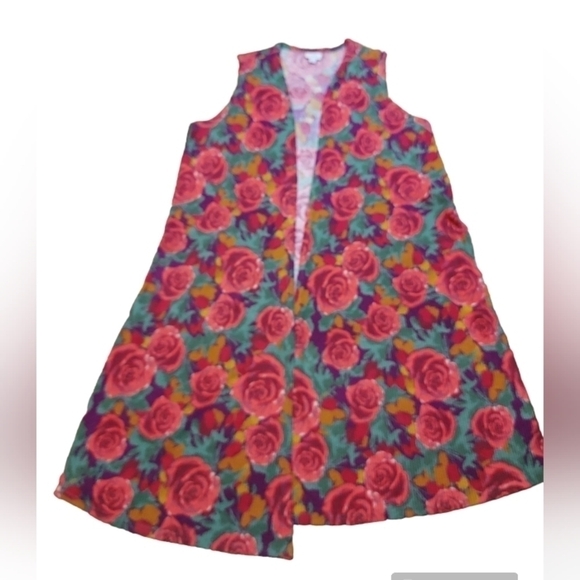 Lularoe Joy Long Vest Large Roses - Picture 11 of 11